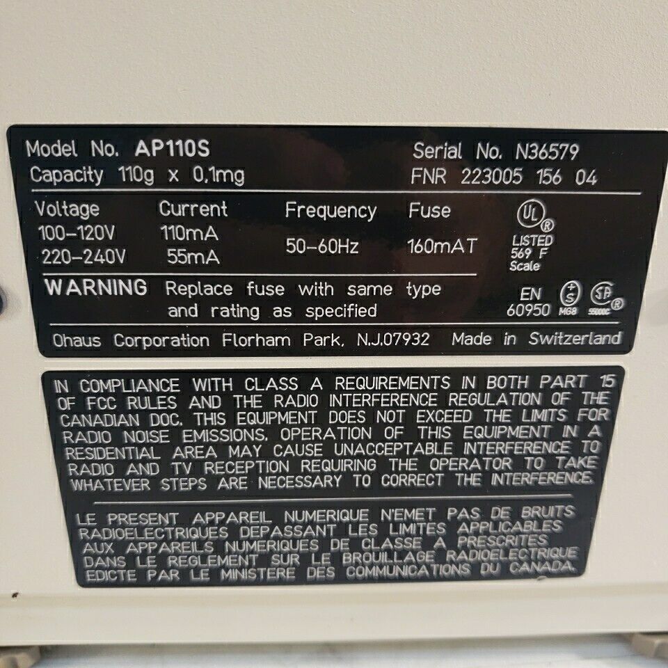 Ohaus AP110s Analyical Plus Balance Scale w/ Draft Guard Not Working