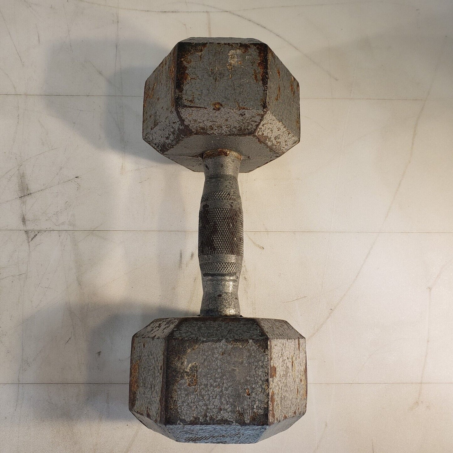 Vintage 25lb Hex Dumbbell w/ Knurled Grip Cast Iron