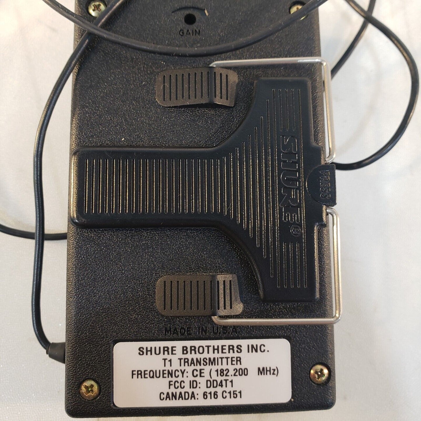 Shure T4V Diversity Receiver, T1 Transmitter Wireless Microphone Kit Vintage