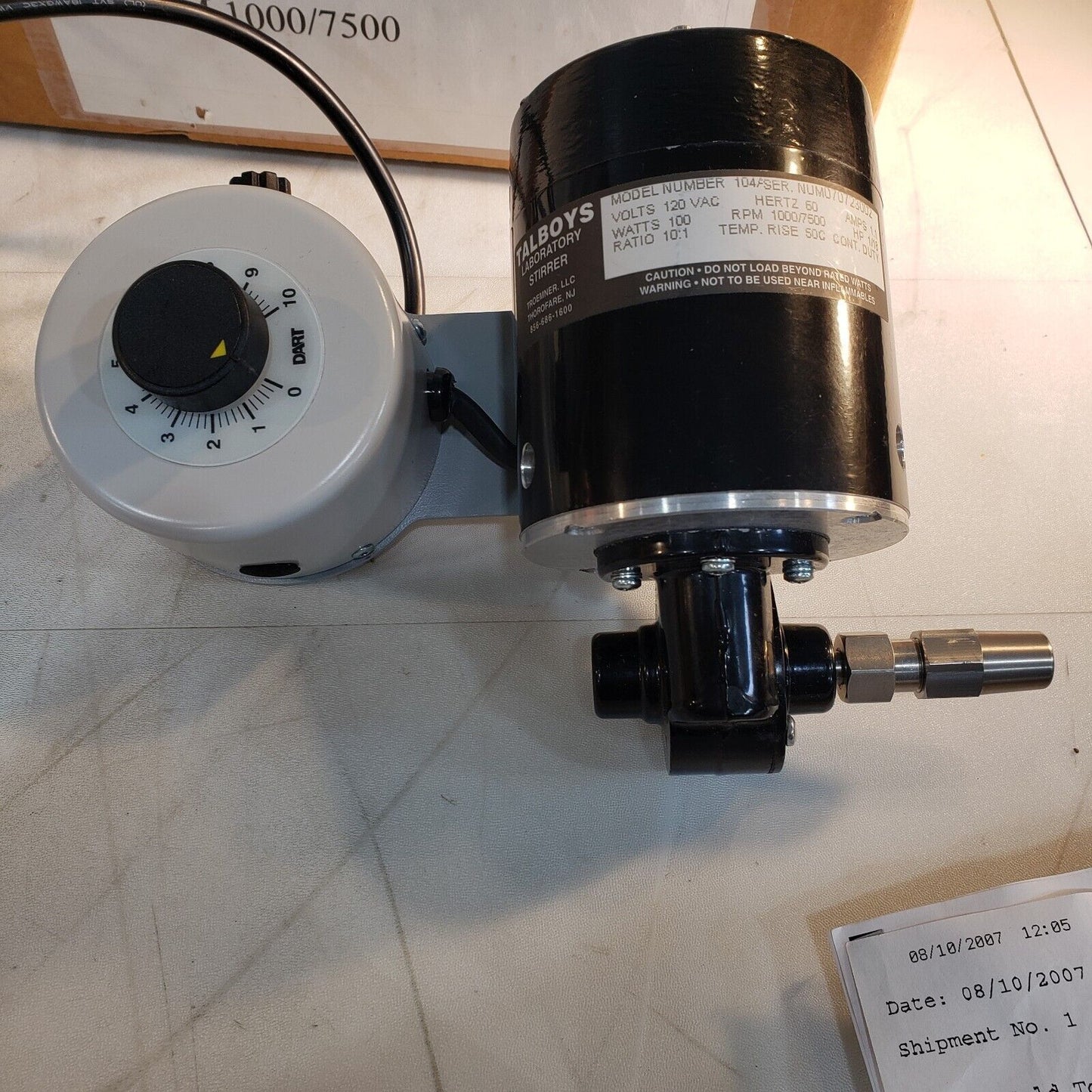 NEW Talboys 104A Overhead Mixer Stirrer 1/18 HP Dual Shaft 1000-7500RPM 60Hz