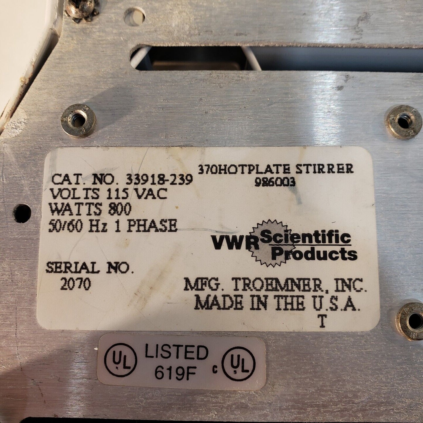 VWR 370 Hot Plate & Magnetic Stirrer Scientific Products