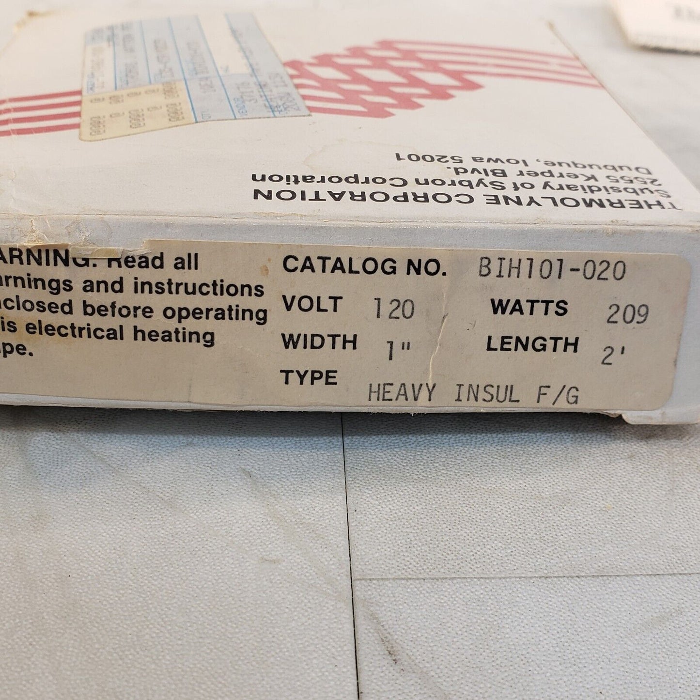 Thermolyne BIH101-020 Flexable Electric Heating Tape Briskheat 2' Length, 1"Wide