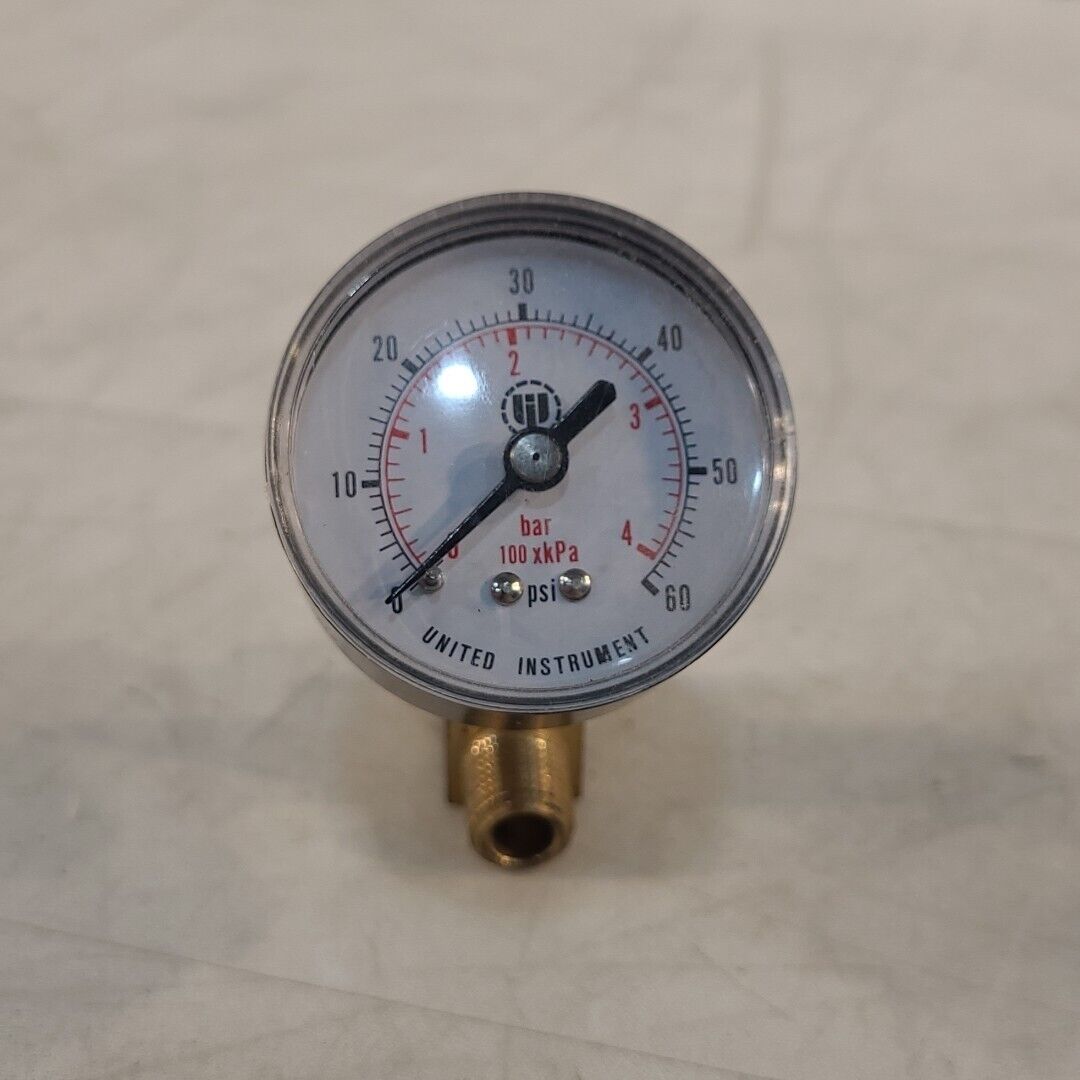 United Instrument Pressure Gauge 0-60 Psi 1/4" Npt 0-4 Bar