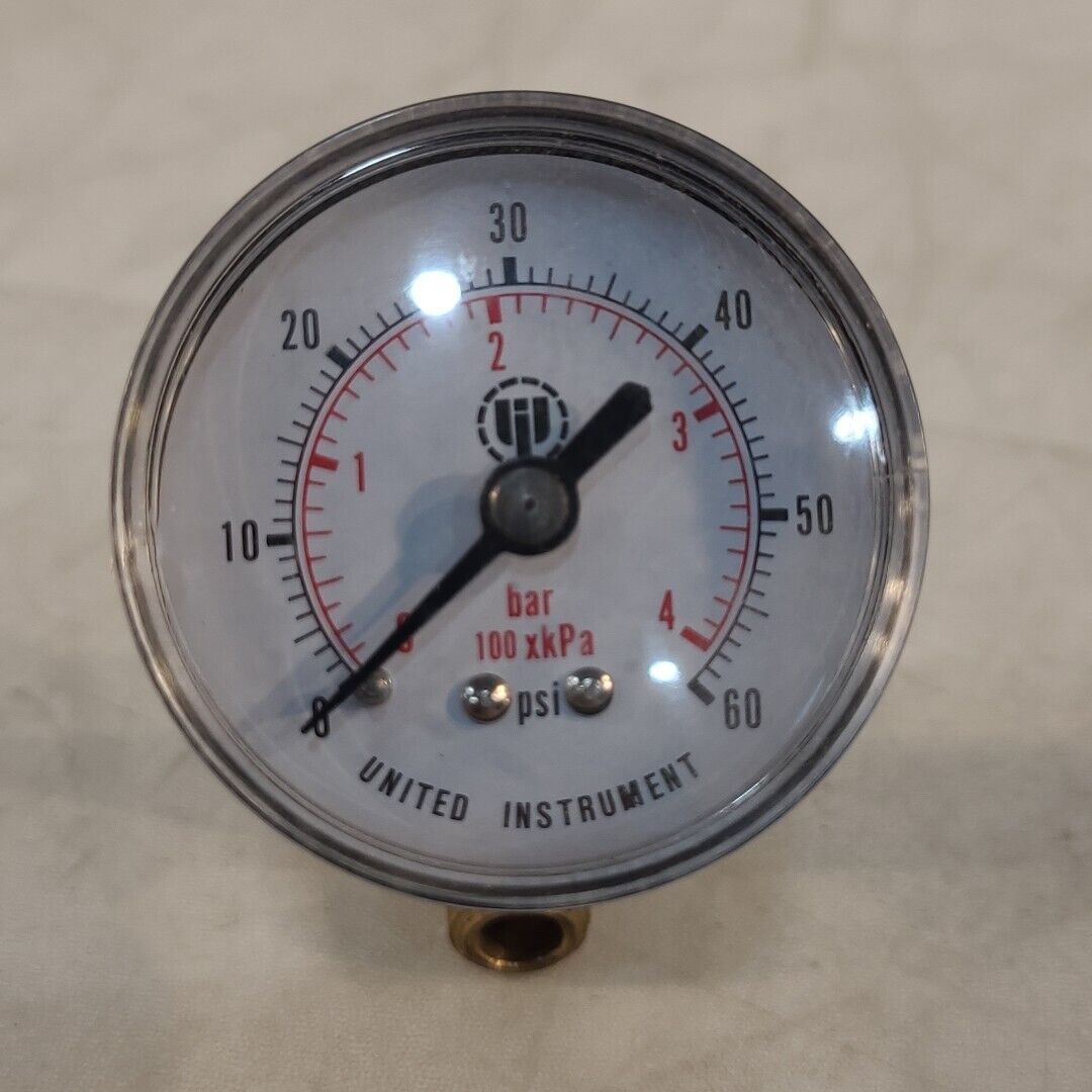United Instrument Pressure Gauge 0-60 Psi 1/4" Npt 0-4 Bar