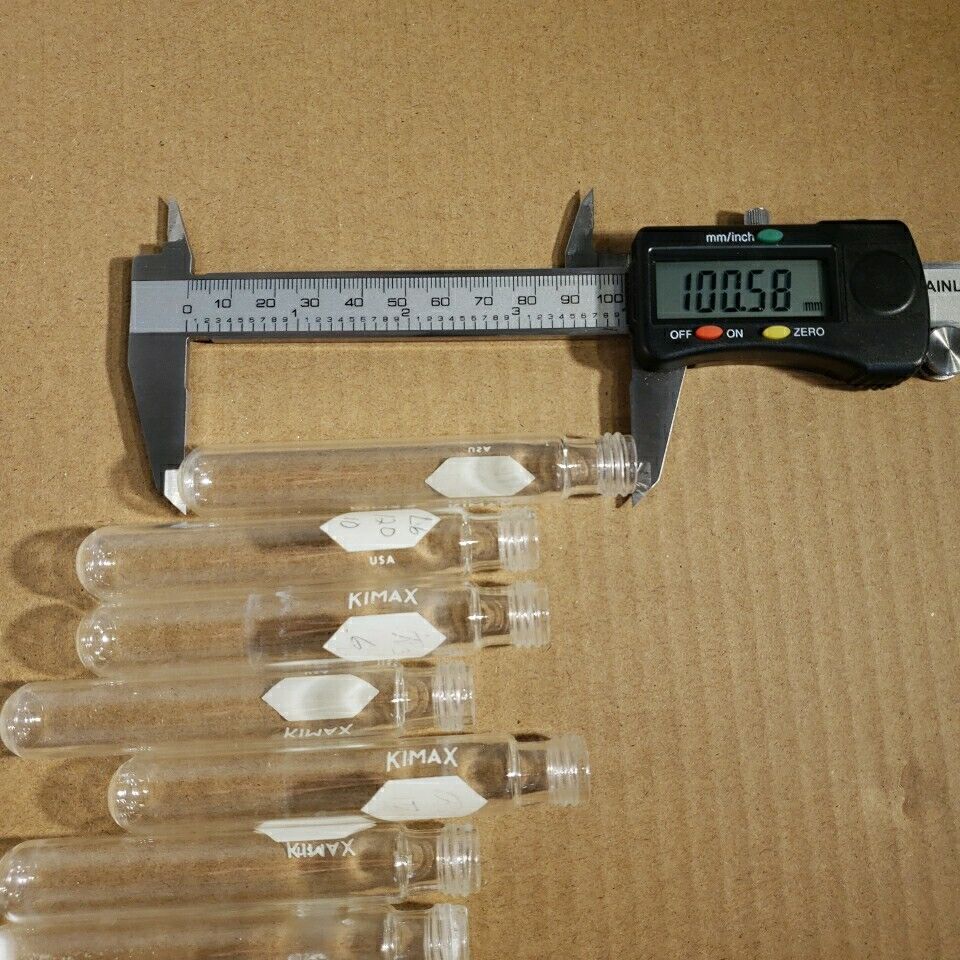 Lot Of 14 Kimax Vial 15mL Test Tube Screw Top Glass 100x16mm Laboratory Use