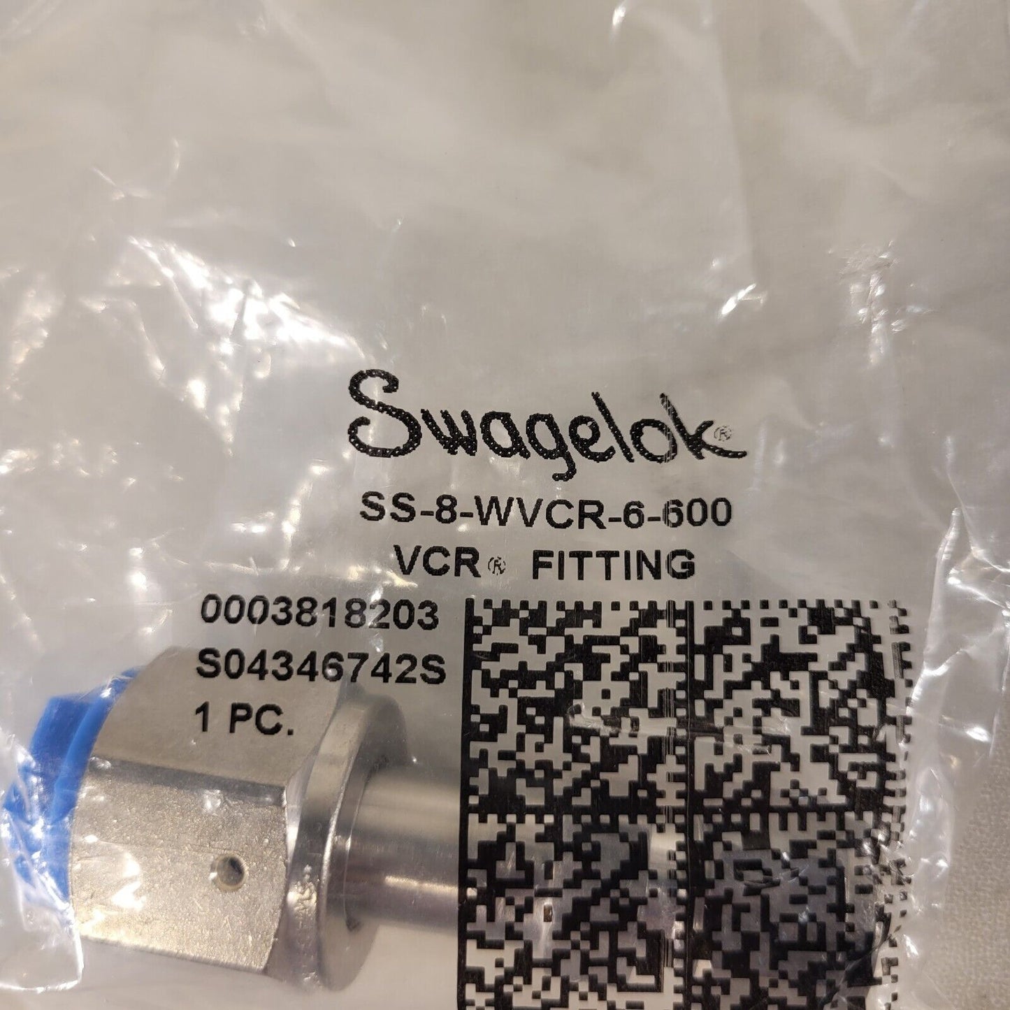 Swagelok SS-8-WVCR-6-600 VCR Face Seal 1/2 in. WVCR x 3/8 Tube Fitting Connector