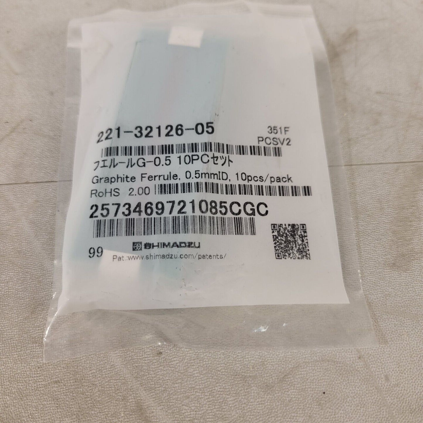 Shimadzu 221-32126-05 Graphite Ferrule 10-Pack 0.5mm OD Capillary Columns