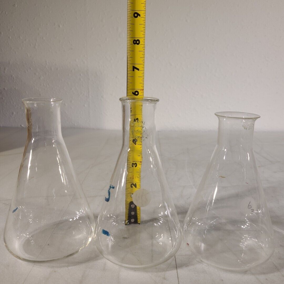 Lot Of 3 Pyrex Corning 300mL Erlenmeyer Flask Laboratory Glassware Chemistry Use