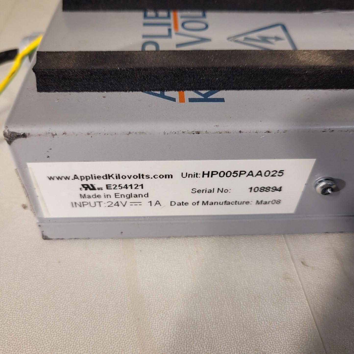 Applied KiloVolts HP005PAA025 5kV 225871 High Voltage Power Supply