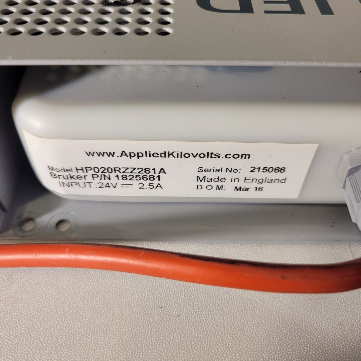 Applied Kilovolts HP020RZZ281 +/-20kV High Voltage Power Supply Bruker 1825681