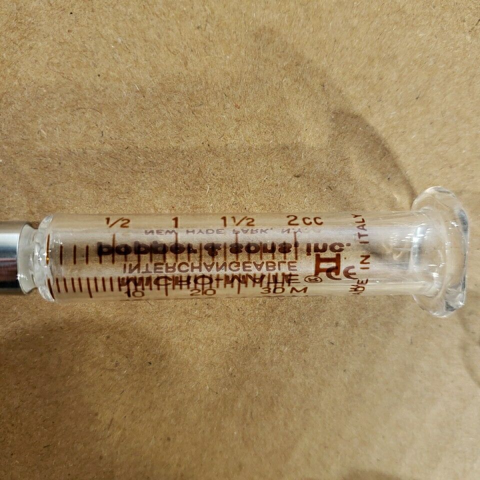 2x Popper & Sons Micro-mate Interchangeable Glass 2cc Syringe No Plunger