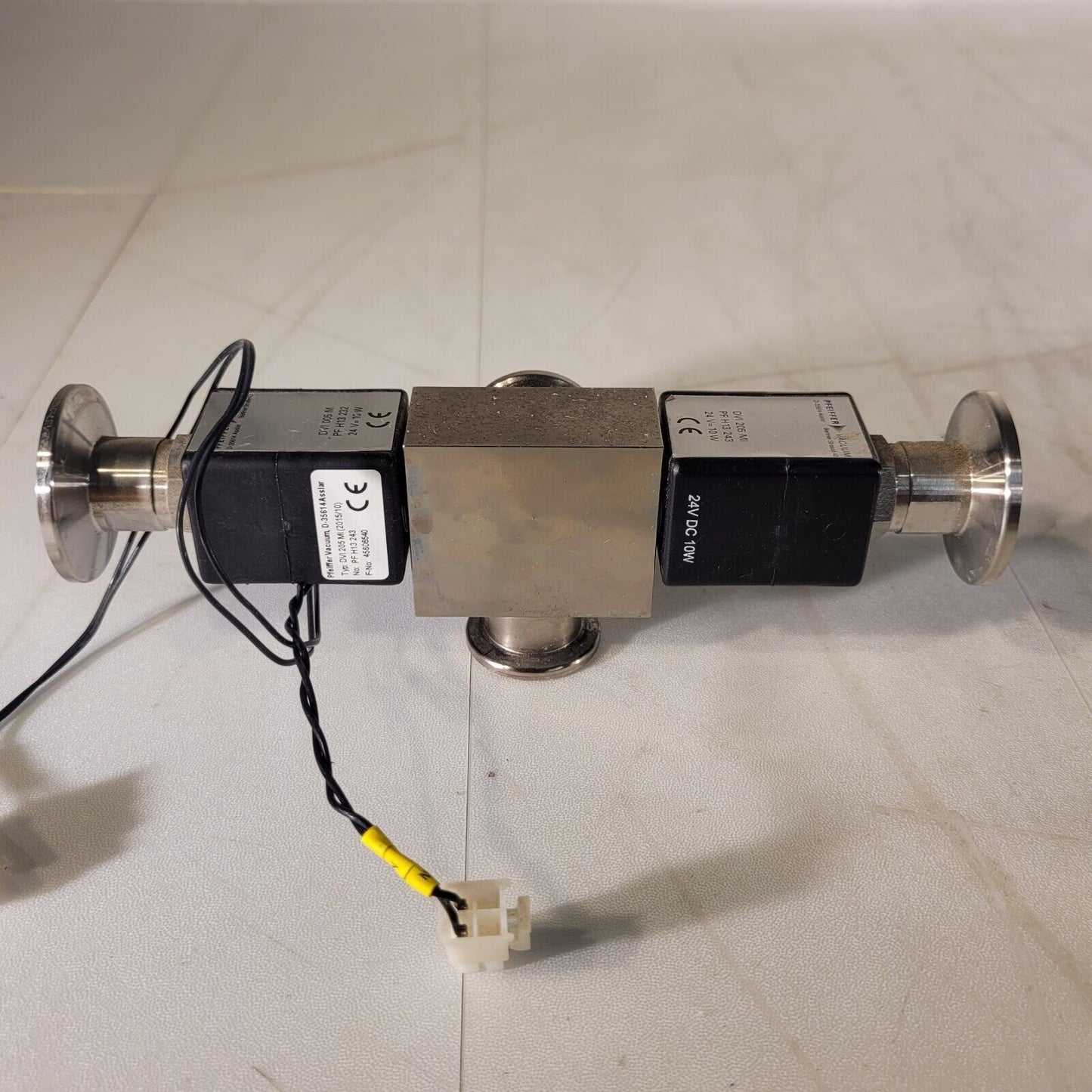 ISO 4-Way Cross KF16 NW16 Flange KF25 NW25 Pfeiffer DVI 005 M Solenoid Valves