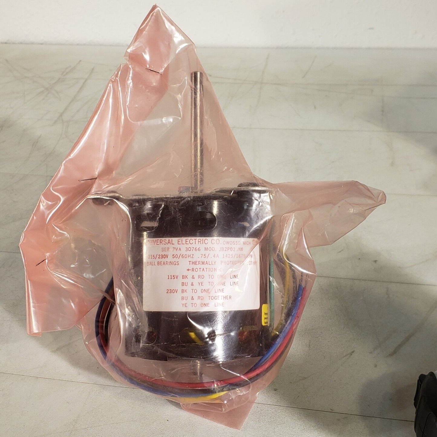 Universal Electric JB2P021N 115/230V 1425/1675RPM Ball Bearing Thermal Protected