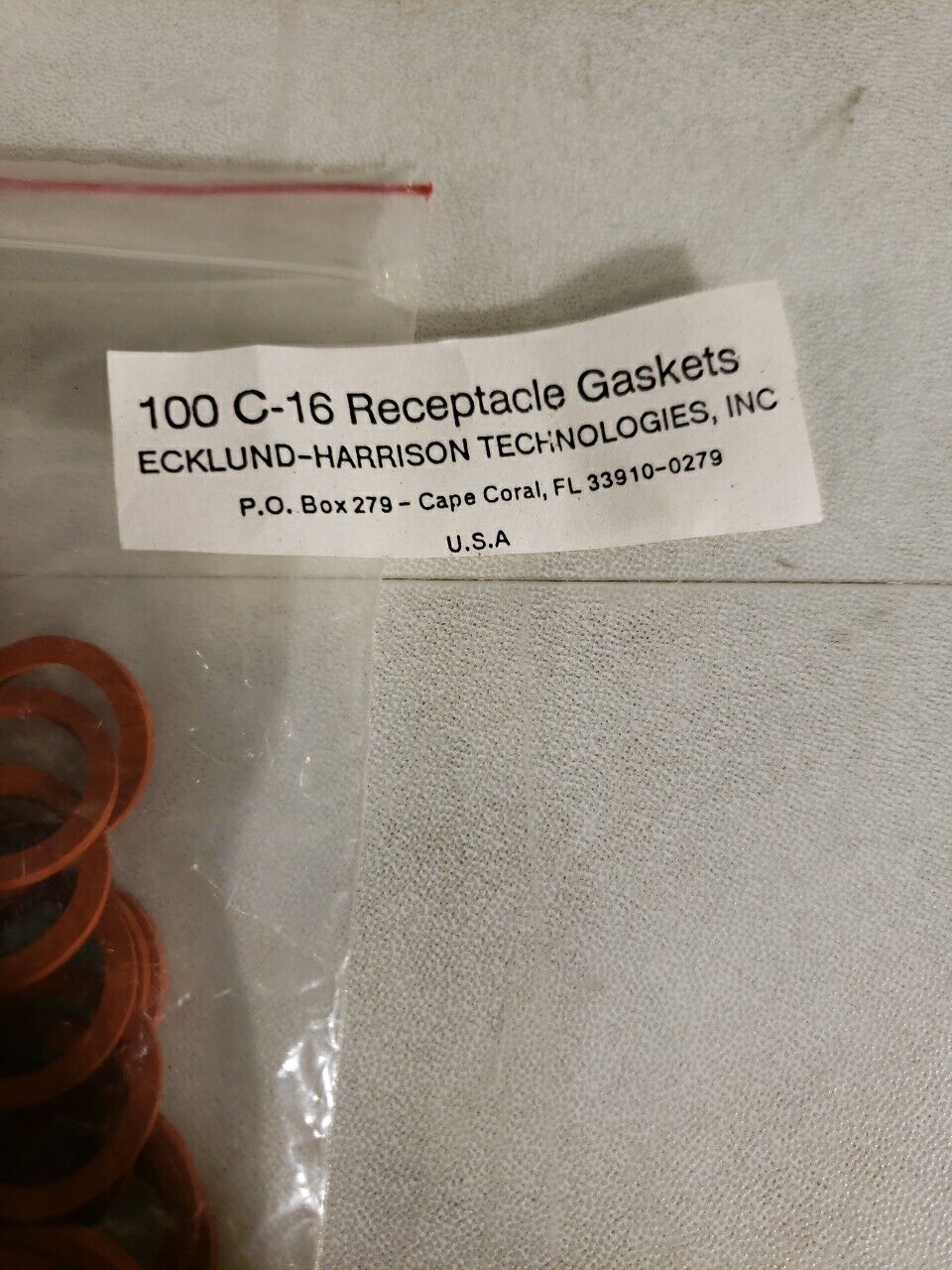 Bag Of Ecklund C-16 Receptacle Gaskets Seals TC - Does Not Contain All 100