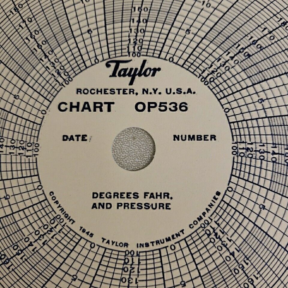 Taylor OP536 Recorder Circular Charts 11.25" 24 Hour 100-260F - Pack of 100