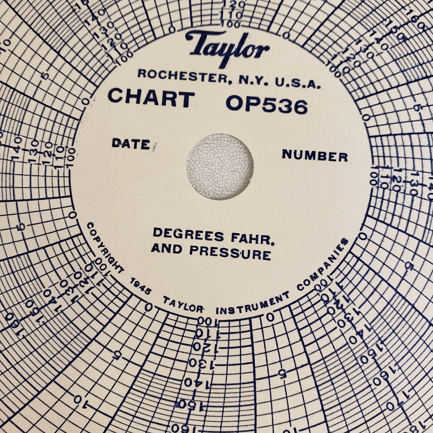 Taylor OP536 Recorder Circular Charts 11.25" 24 Hour 100-260F - Pack of 100