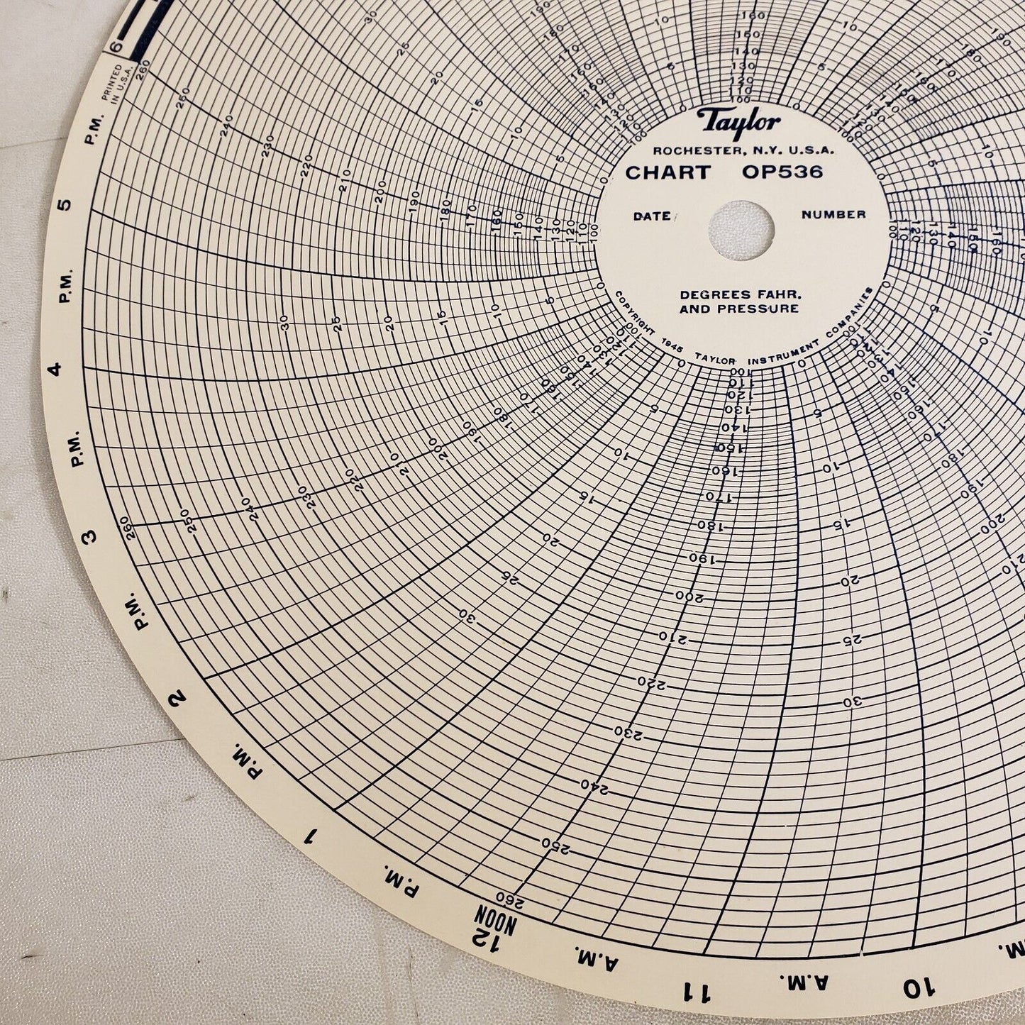 Taylor OP536 Recorder Circular Charts 11.25" 24 Hour 100-260F - Pack of 100