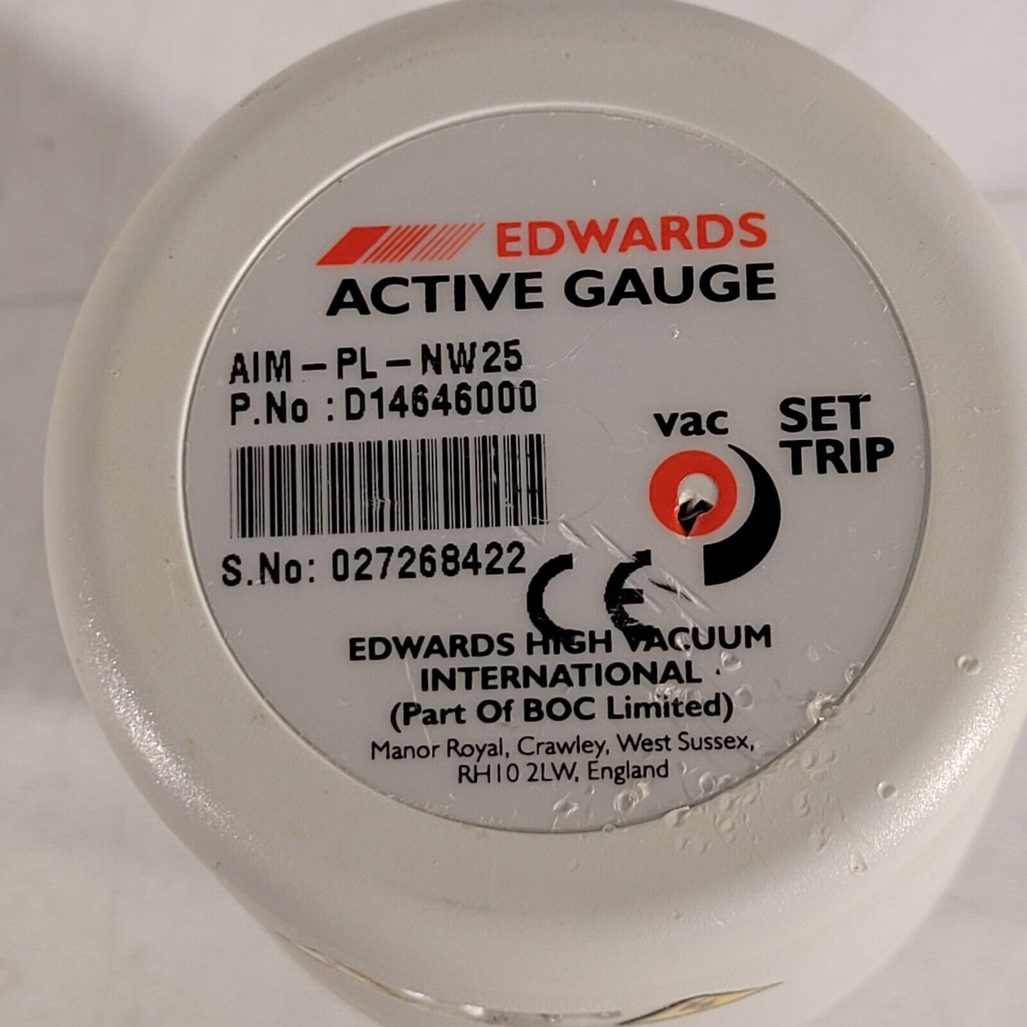 Edwards AIM-PL-NW25 Inverted Magnetron Vacuum Gauge Active KF25 NW25 D14646000