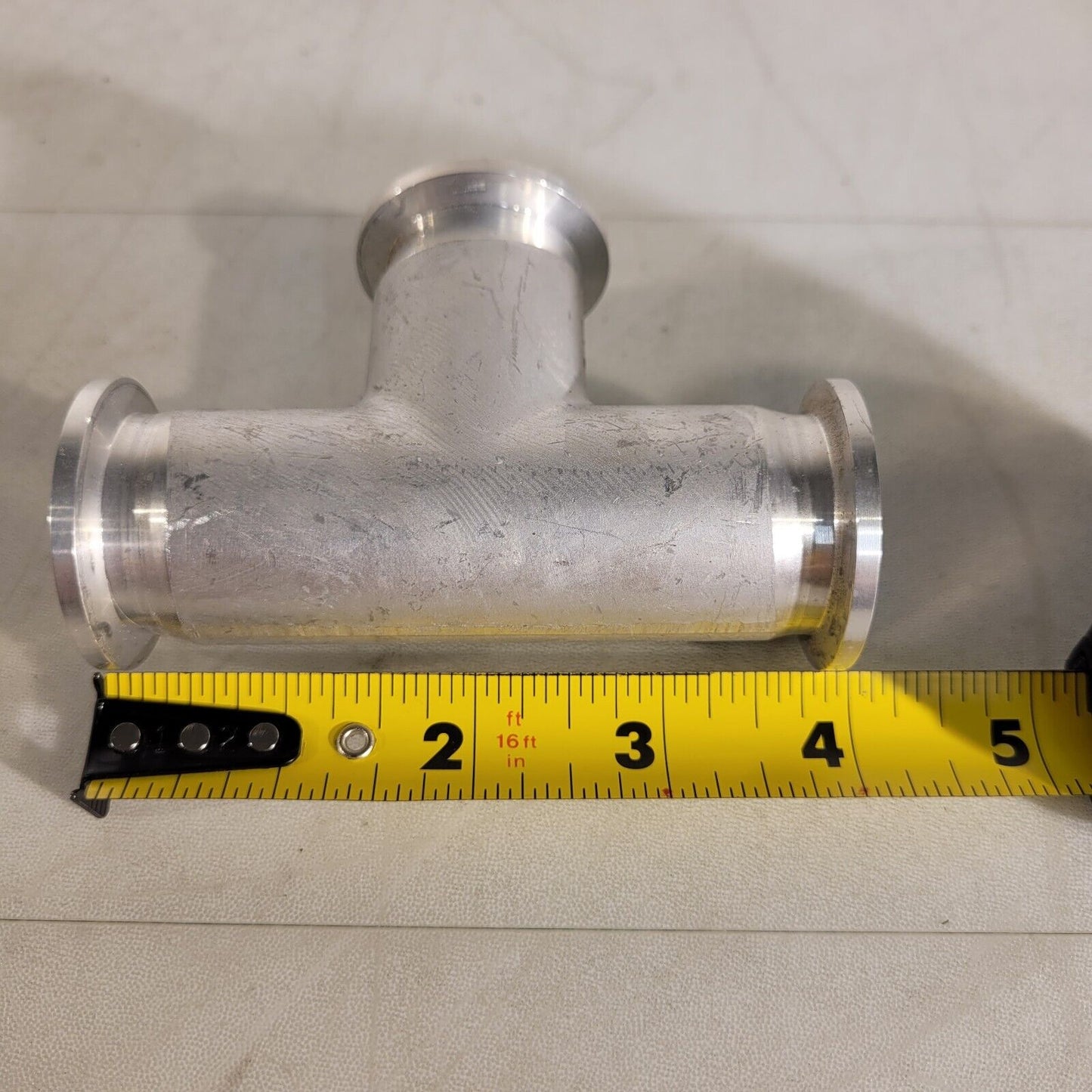 ISO KF25 NW25 Tee Style Fitting Aluminum High Vacuum 4" Length QF25