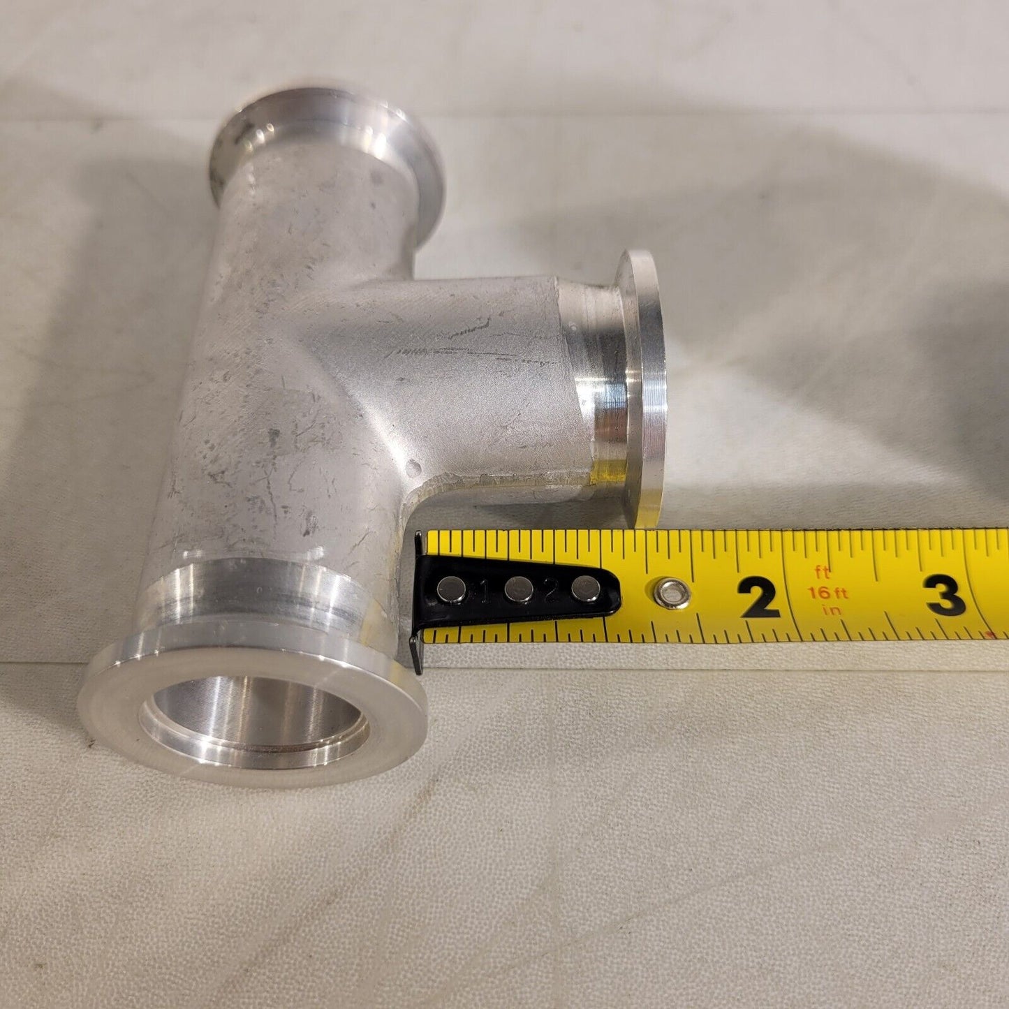 ISO KF25 NW25 Tee Style Fitting Aluminum High Vacuum 4" Length QF25