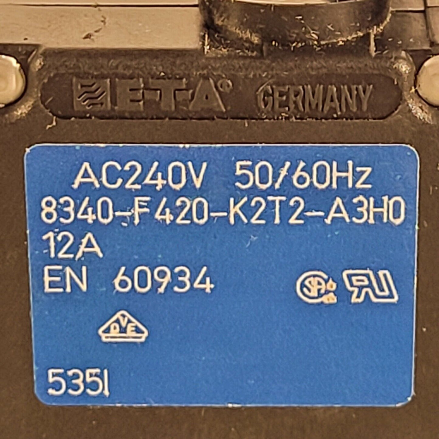 ETA 8340-F420-K2T2-A3H0 Magnetic Circuit Breaker 2 Pole 12A