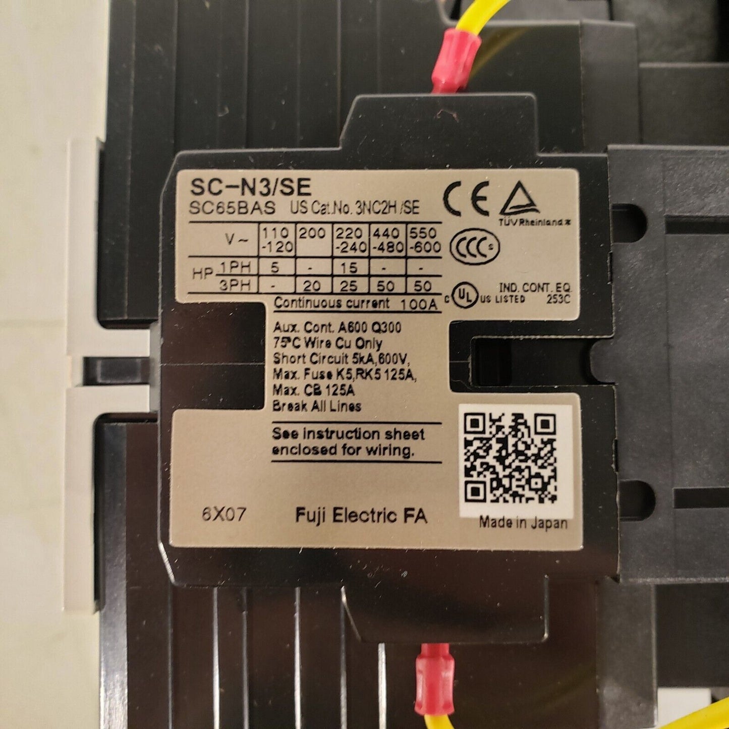 Fuji Electric SC-N3/SE Magnetic Contactor 200-240V DC 3 Phase 3NC2H/SE