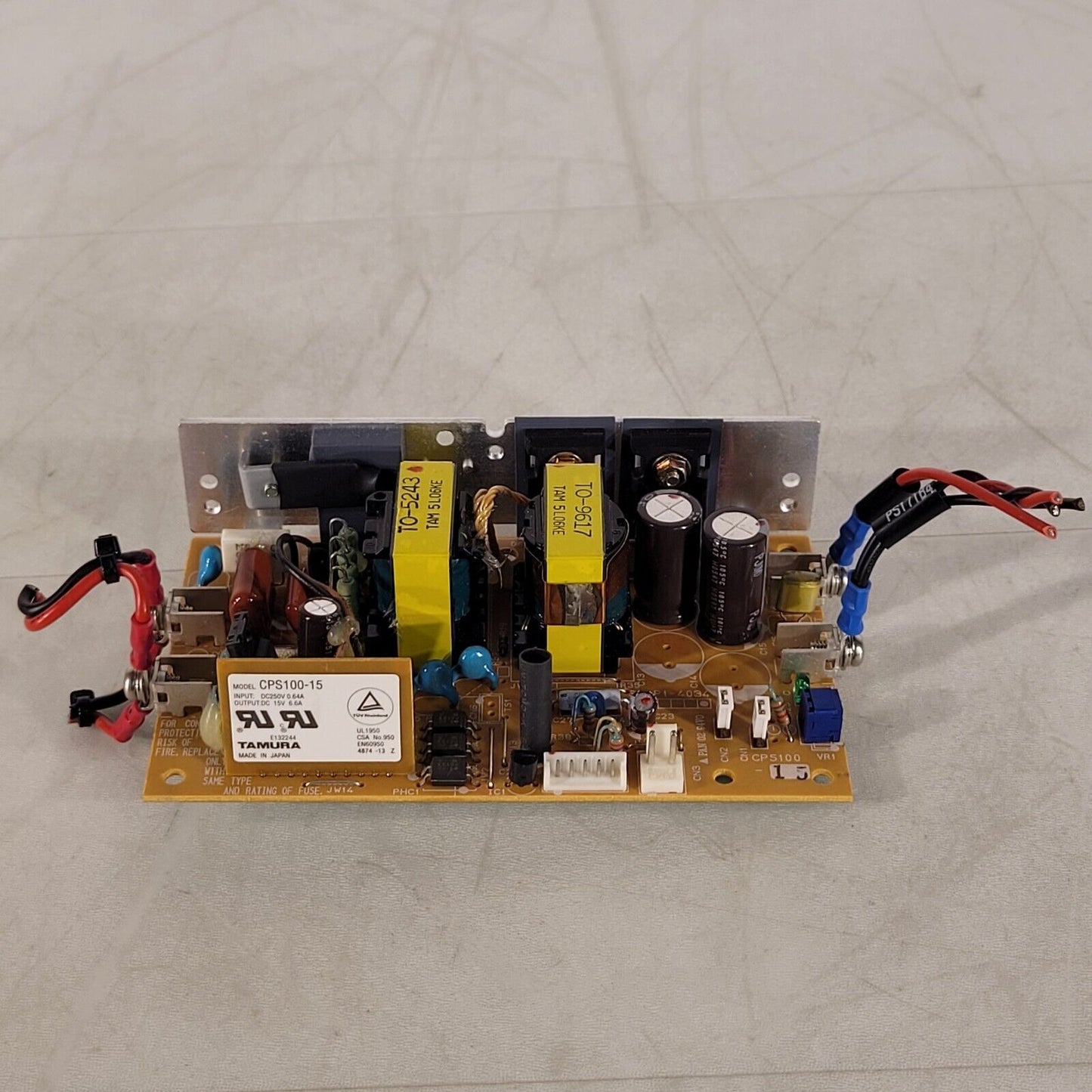 Tamura CPS100-15 Power Supply Input: DC 250V 0.64A Output: DC 15V 6.6A 4874-13-Z