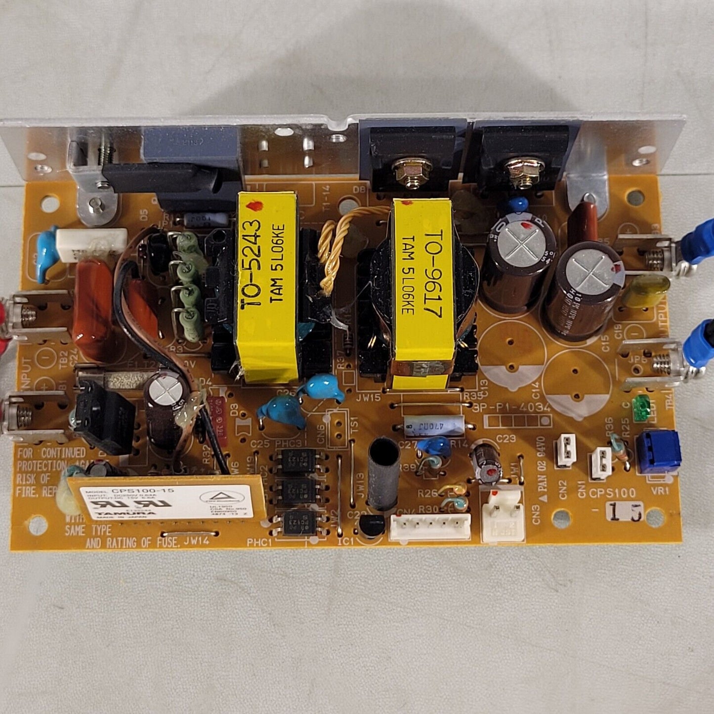 Tamura CPS100-15 Power Supply Input: DC 250V 0.64A Output: DC 15V 6.6A 4874-13-Z