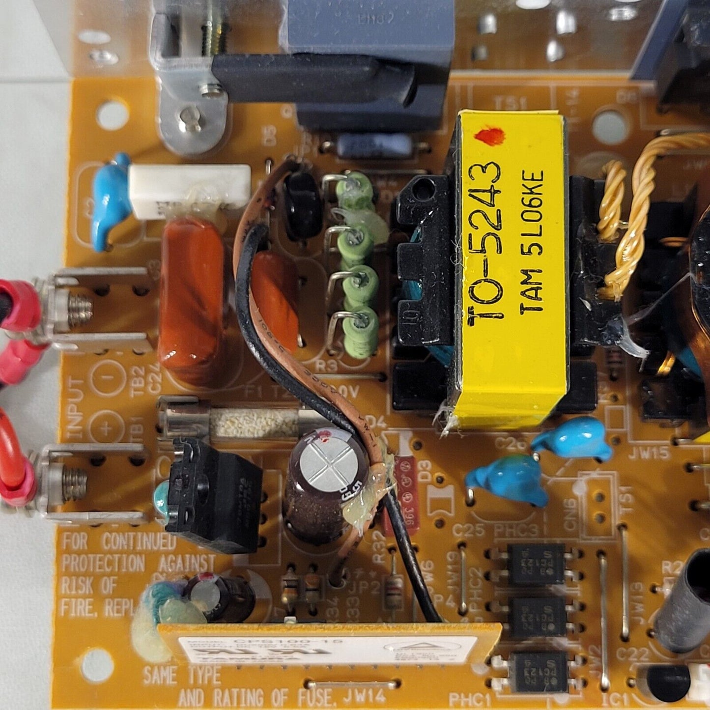 Tamura CPS100-15 Power Supply Input: DC 250V 0.64A Output: DC 15V 6.6A 4874-13-Z