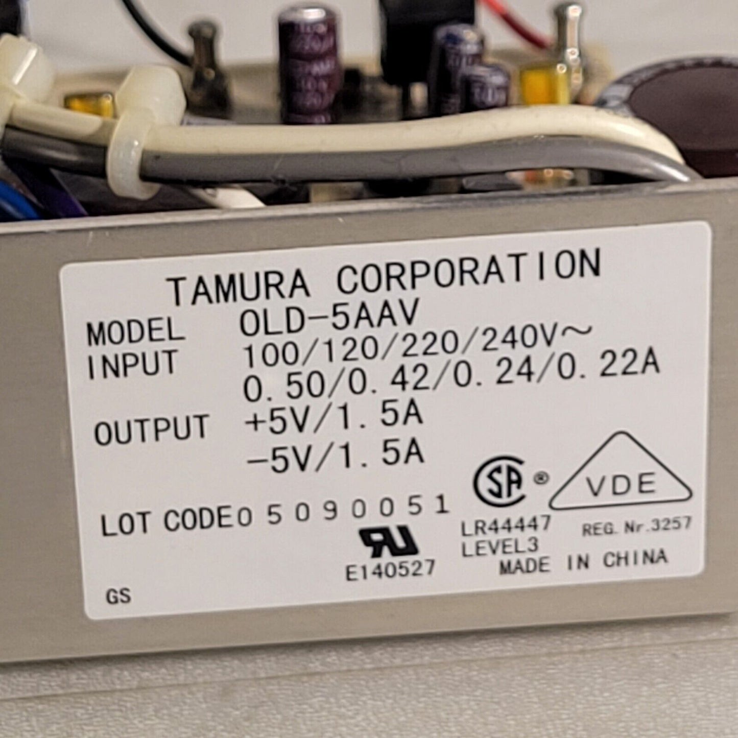 Tamura OLD-5AAV Power Supply 2P-P1-0138B Input: 100V 120V 220V 240V 0.50A 0.42A