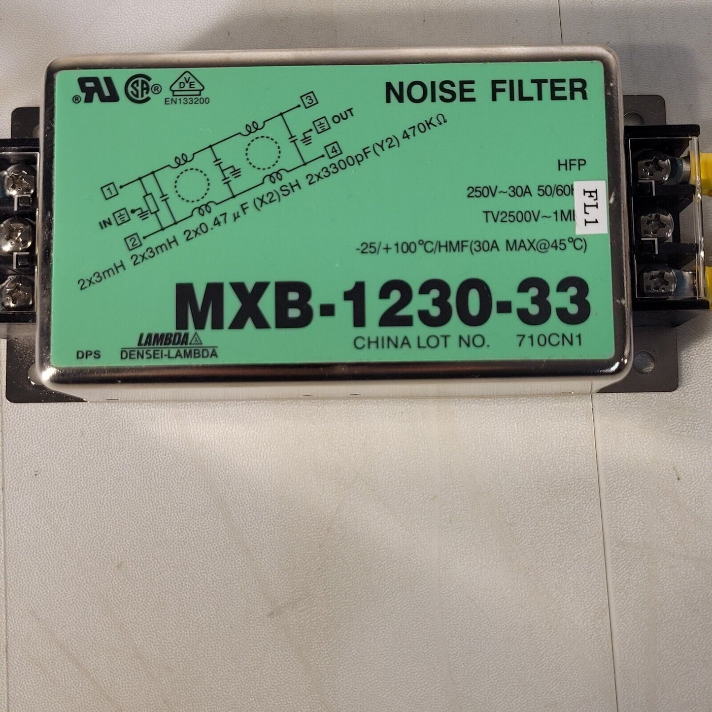 Lambda MXB-1206-33 Noise Filter Nemic 250V 30A 50/60Hz