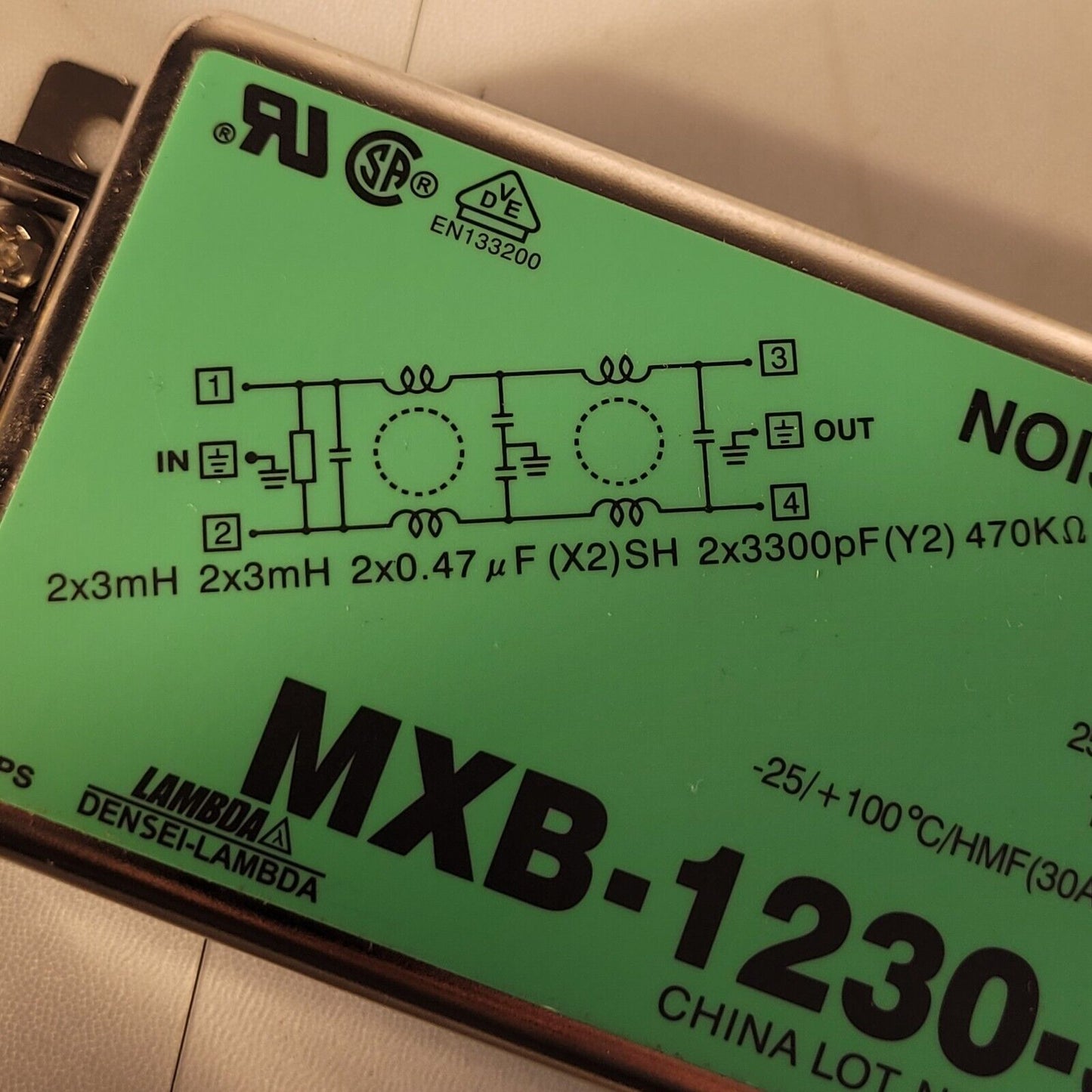 Lambda MXB-1206-33 Noise Filter Nemic 250V 30A 50/60Hz