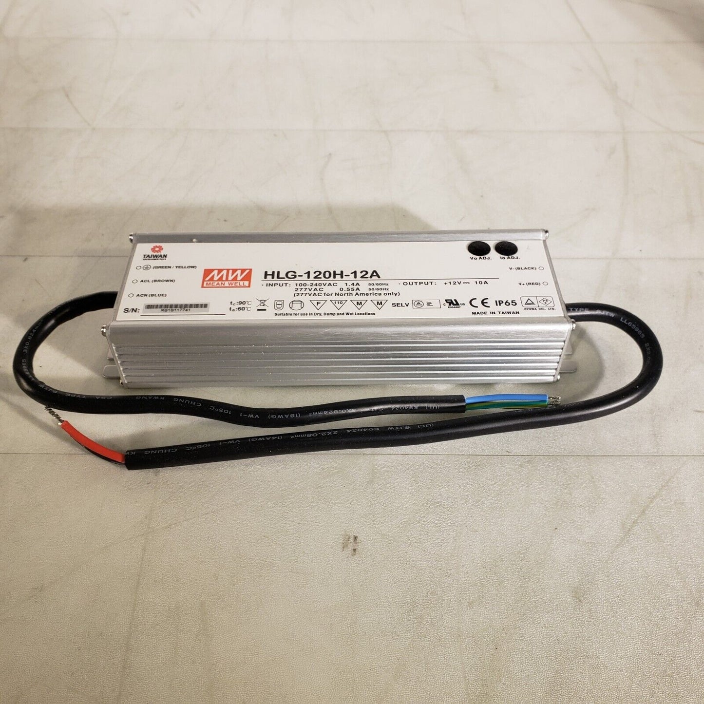 Mean Well HLG-120H-12A IP65 DC Power Supply 12V 10A 120W Output