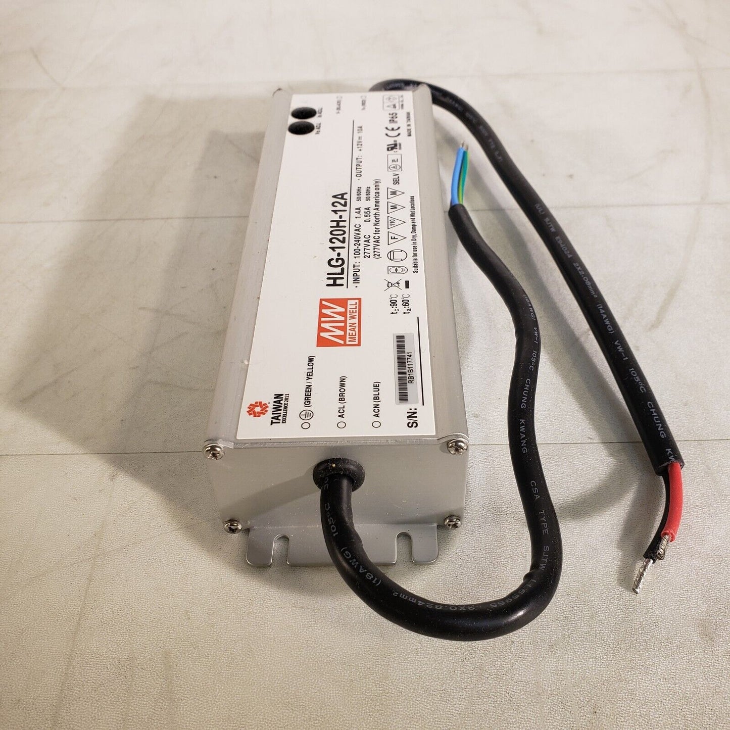 Mean Well HLG-120H-12A IP65 DC Power Supply 12V 10A 120W Output