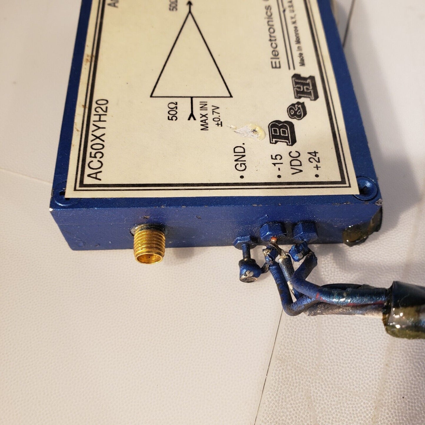 B&H Electronics AC50XYH20 Power Amplifier 50-Ohms -15 To 24 VDC