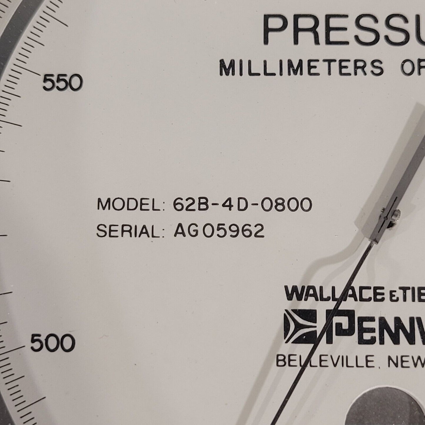Vintage Pennwalt 62B-4D-0800 Pressure Gauge 0-800 mmHg Millimeters Of Mercury