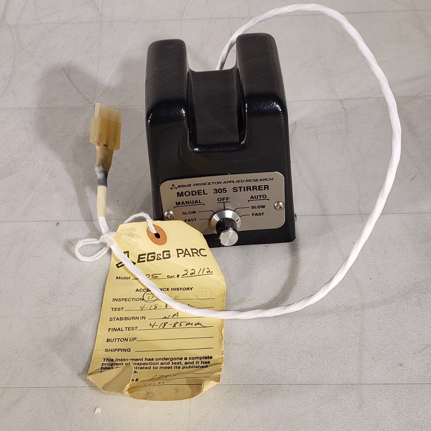 Vintage EG&G 305 Stirrer For 303A Mercury Drip Electrode Magnetic Adjustment