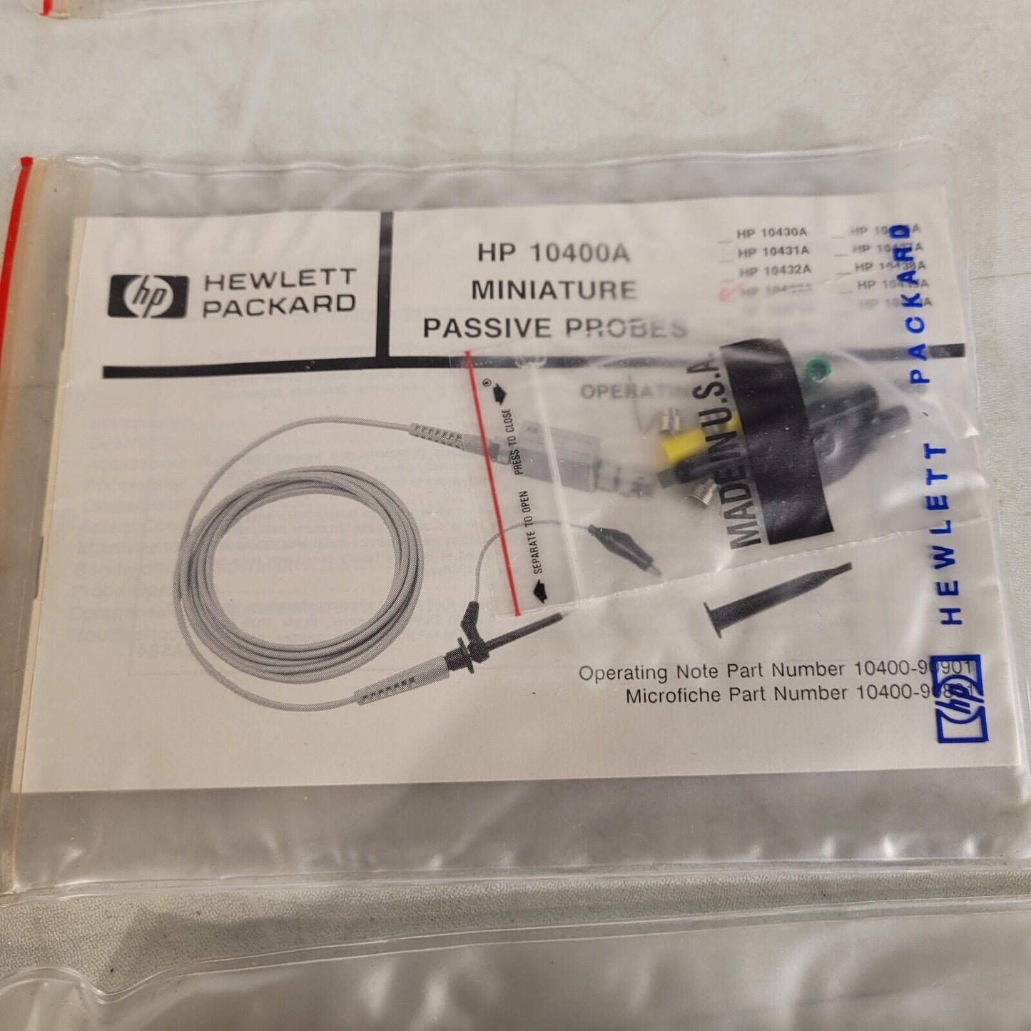 Lot of 5 HP Hewlett Packard 10400A Miniature Passive Probes *Incomplete Packs*