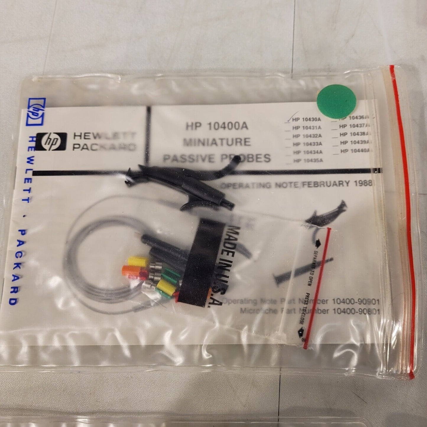 Lot of 5 HP Hewlett Packard 10400A Miniature Passive Probes *Incomplete Packs*