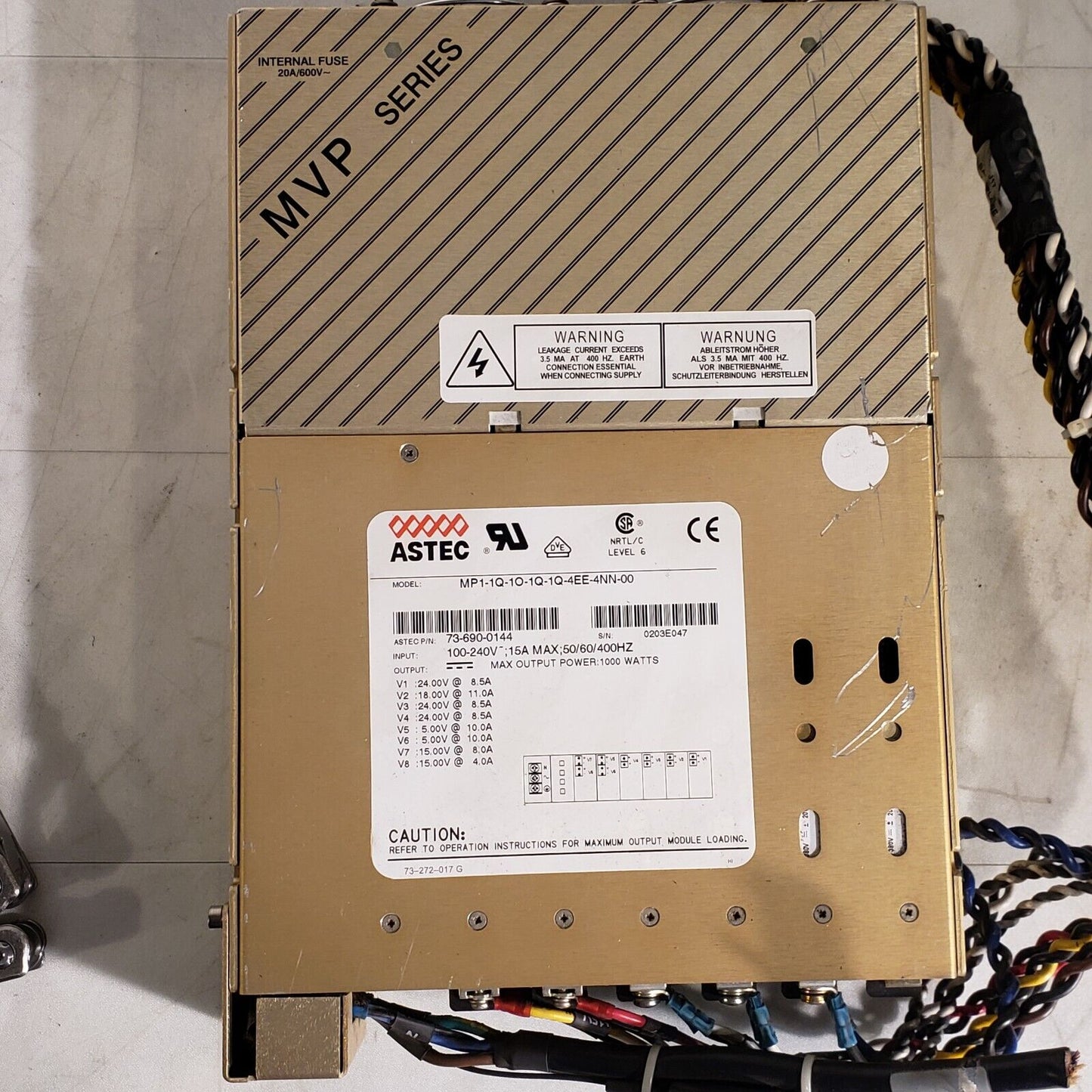 Astec MVP MP1-1Q-1O-1Q-1Q-4EE-4NN-00 24v, 18V, 15V, 5V Power Supply 73-690-0144
