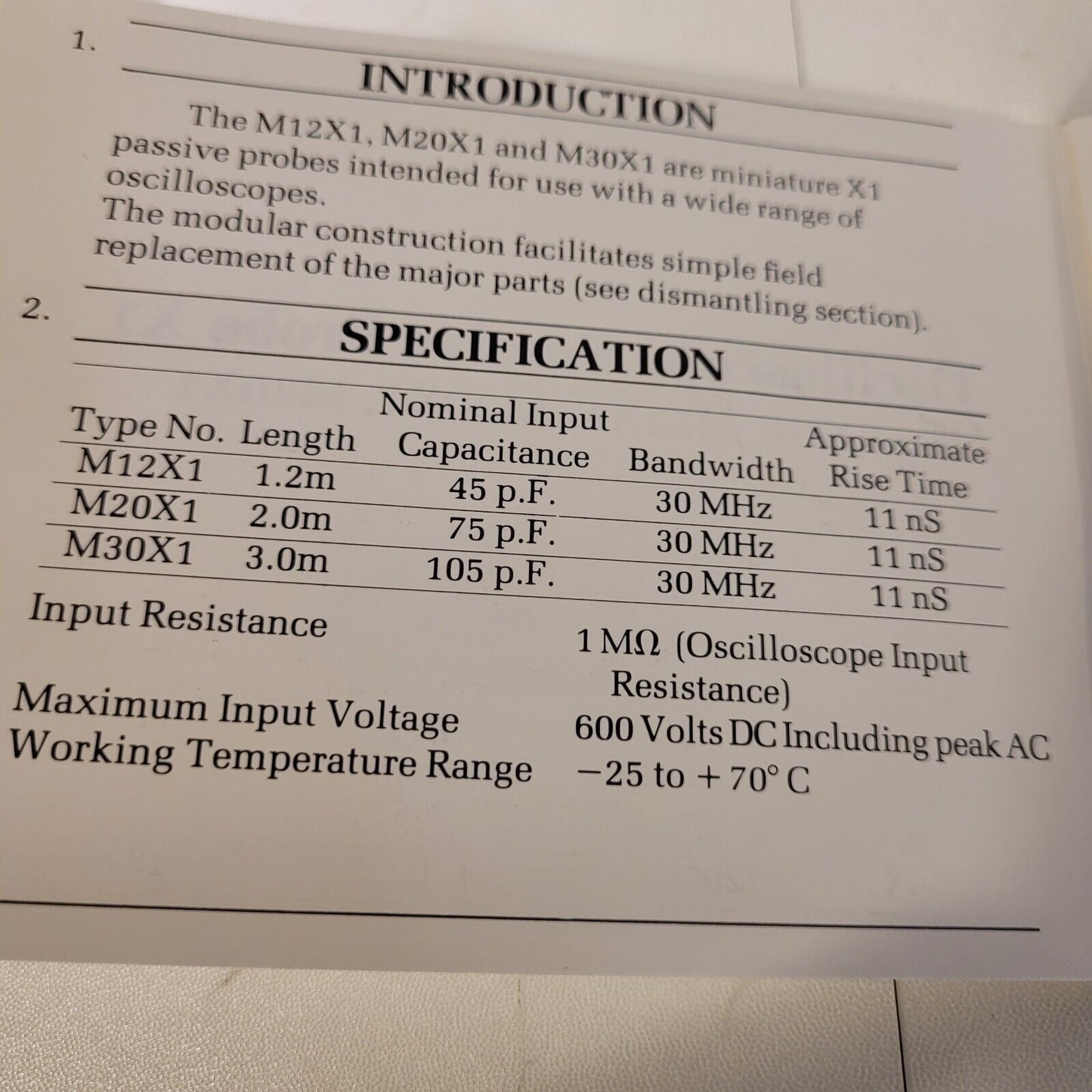 Lecroy M12X1 Oscilloscope Passive Probe 10x 30MHz 1M Ohm 45pF w/ Accessories M12
