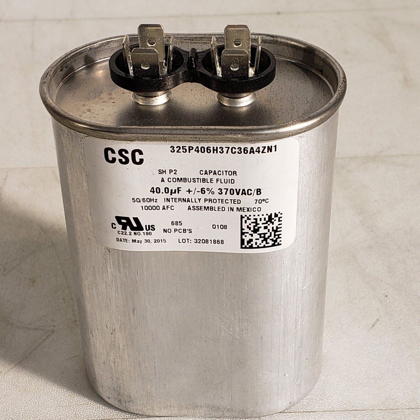 CSC SH Capacitor 40.0uF +/-6% 370VA/B 50/60Hz 10000 AFC 325P406H37C36A4ZN1