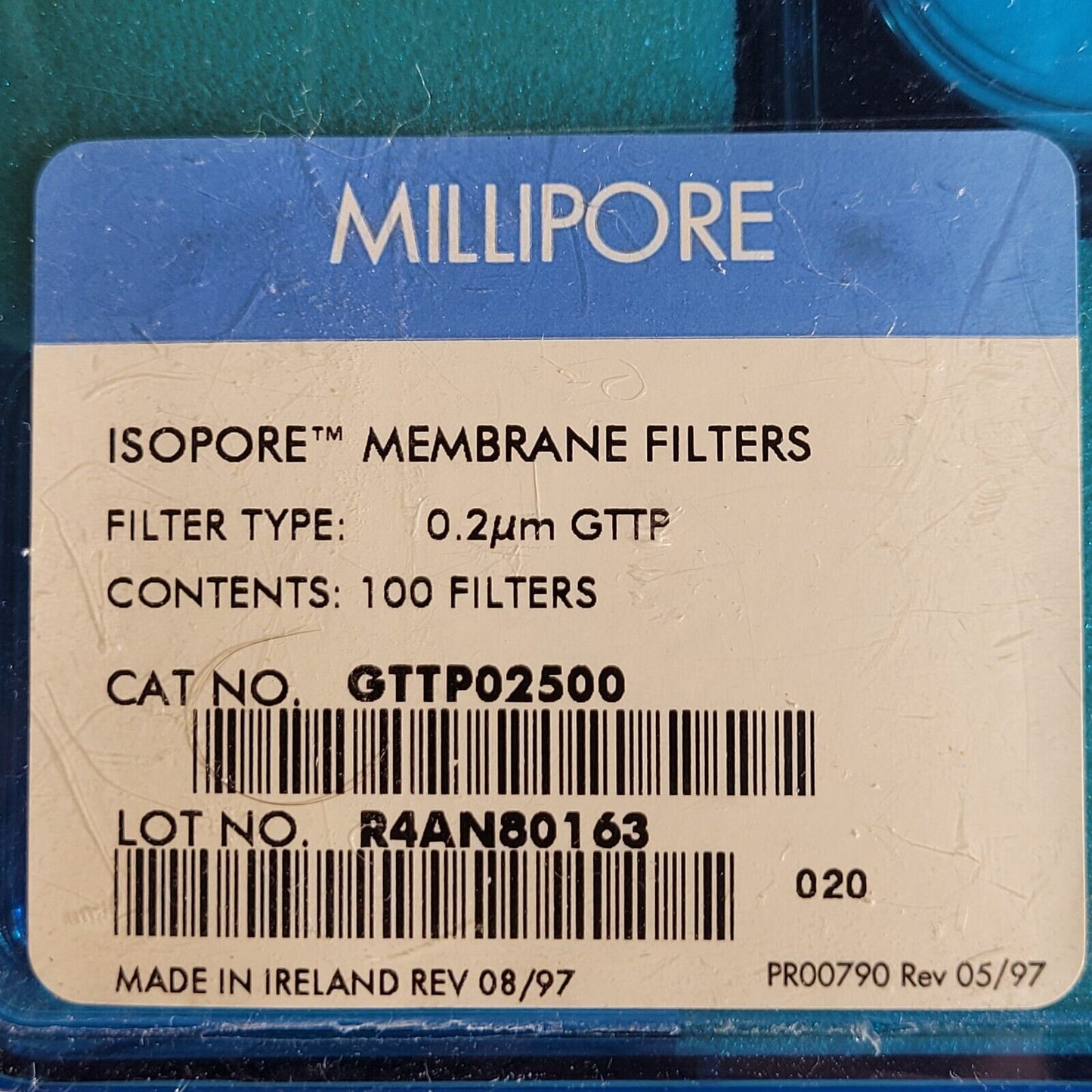 Millipore 0.2um GTTP Isopore Membrane Filters Contains 100 Filters GTTP02500