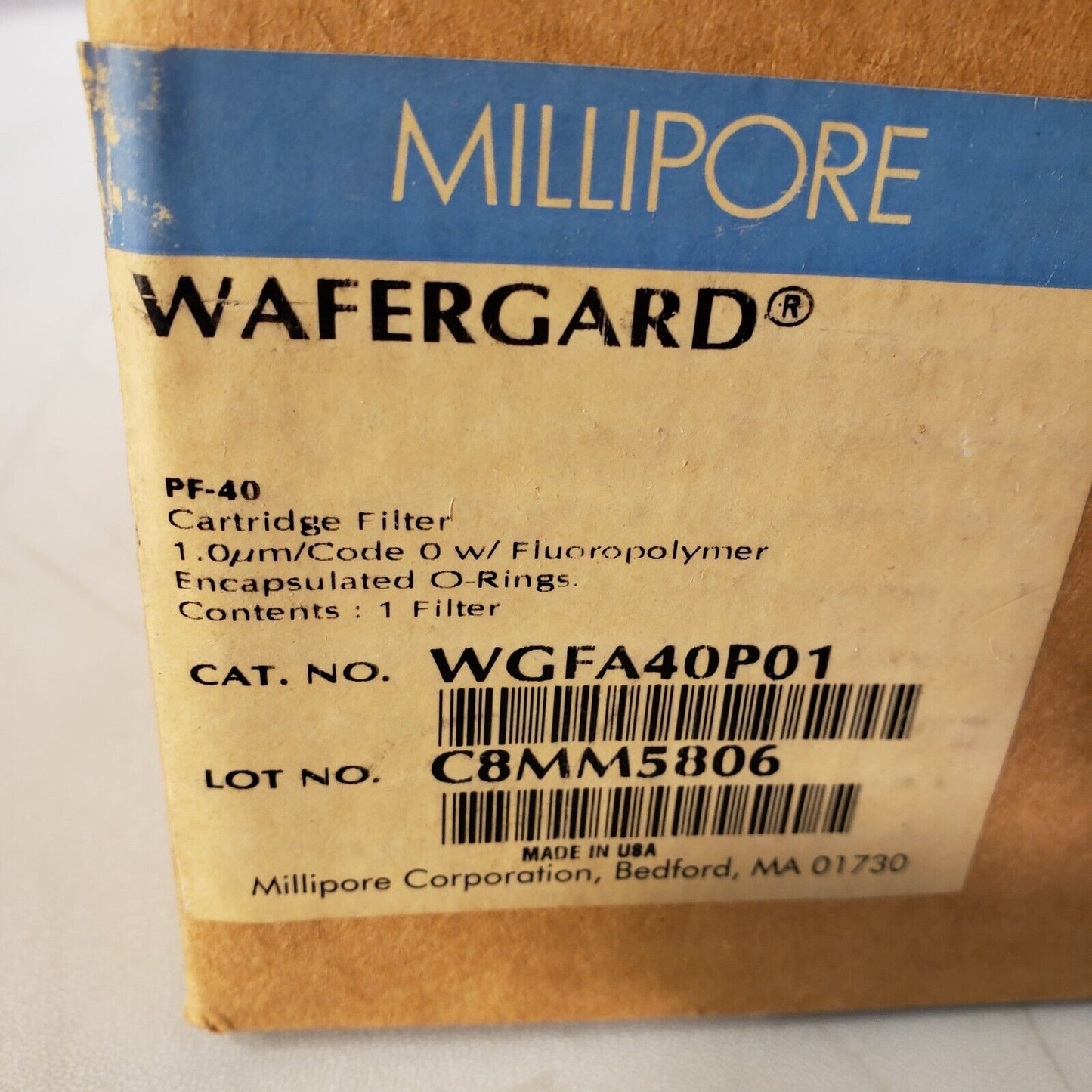 Millipore Wafergard PF-40 Cartridge Filter 1.0 Micrometer uM WGFA40P01