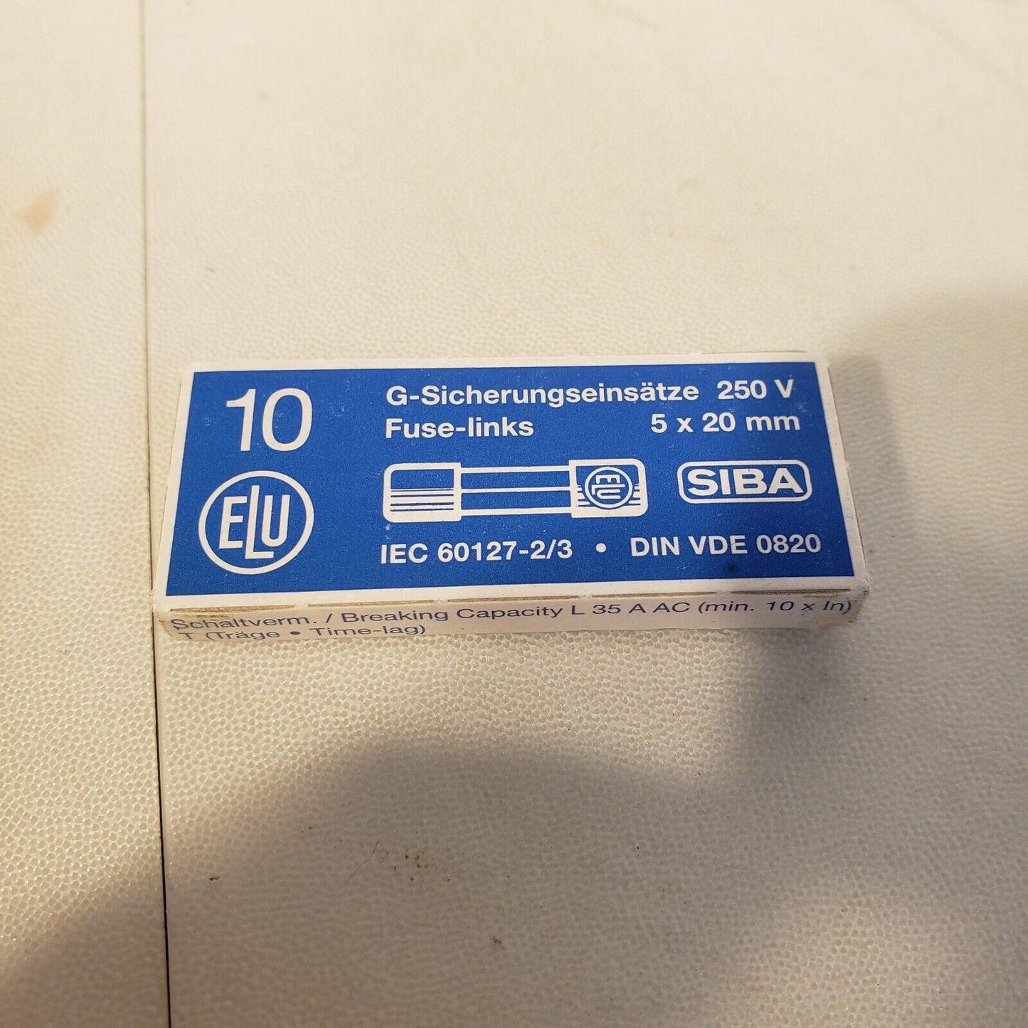 ELU Siba 60127-2/3 G-Sicherungseinsätze 10 Fuse Links 5x20mm 250VAC 35A 179 120