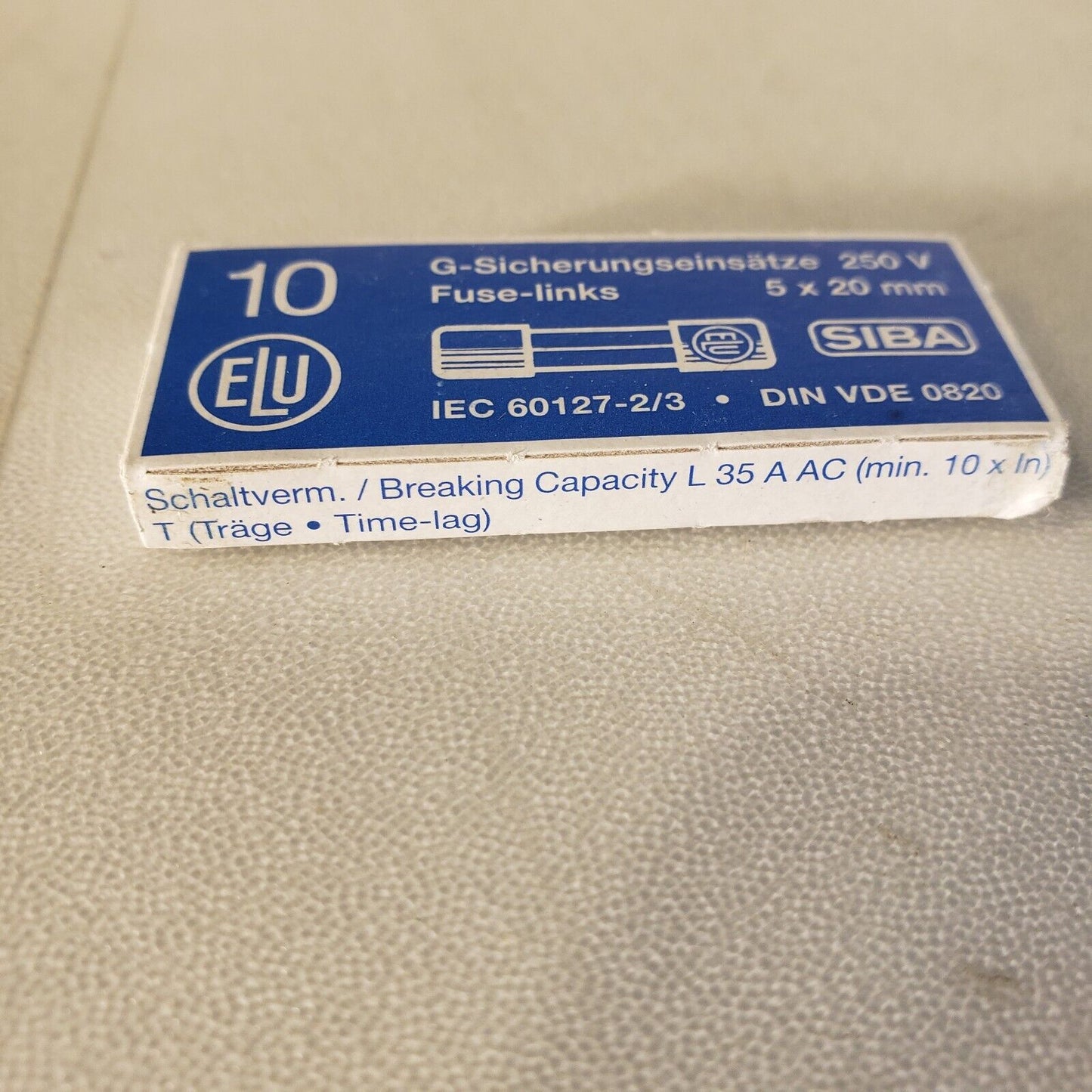 ELU Siba 60127-2/3 G-Sicherungseinsätze 10 Fuse Links 5x20mm 250VAC 35A 179 120