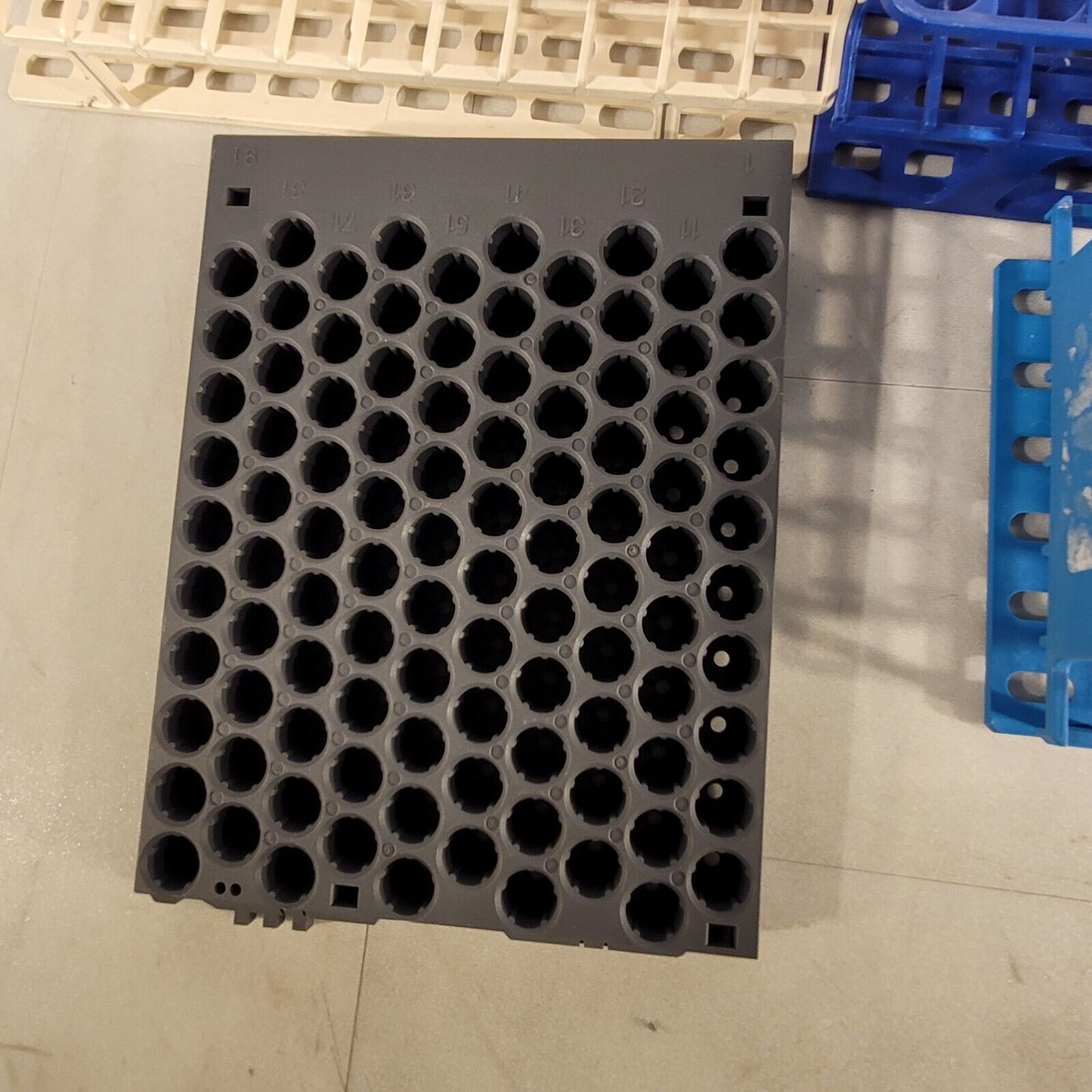Large Lot of Plastic Sample Vial Tube Racks Various Sizes Bottle Organizer