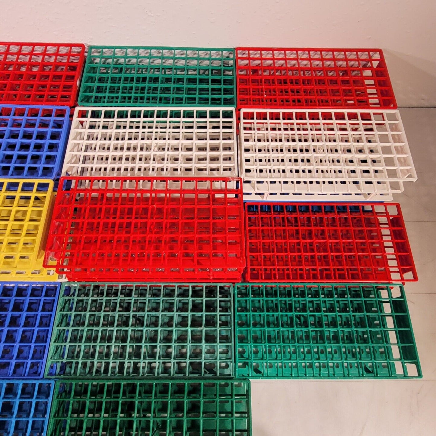 Lot Of Nalgene Plastic Sample Vial Tube Racks 30 Racks Holding 72, 5 Holding 36