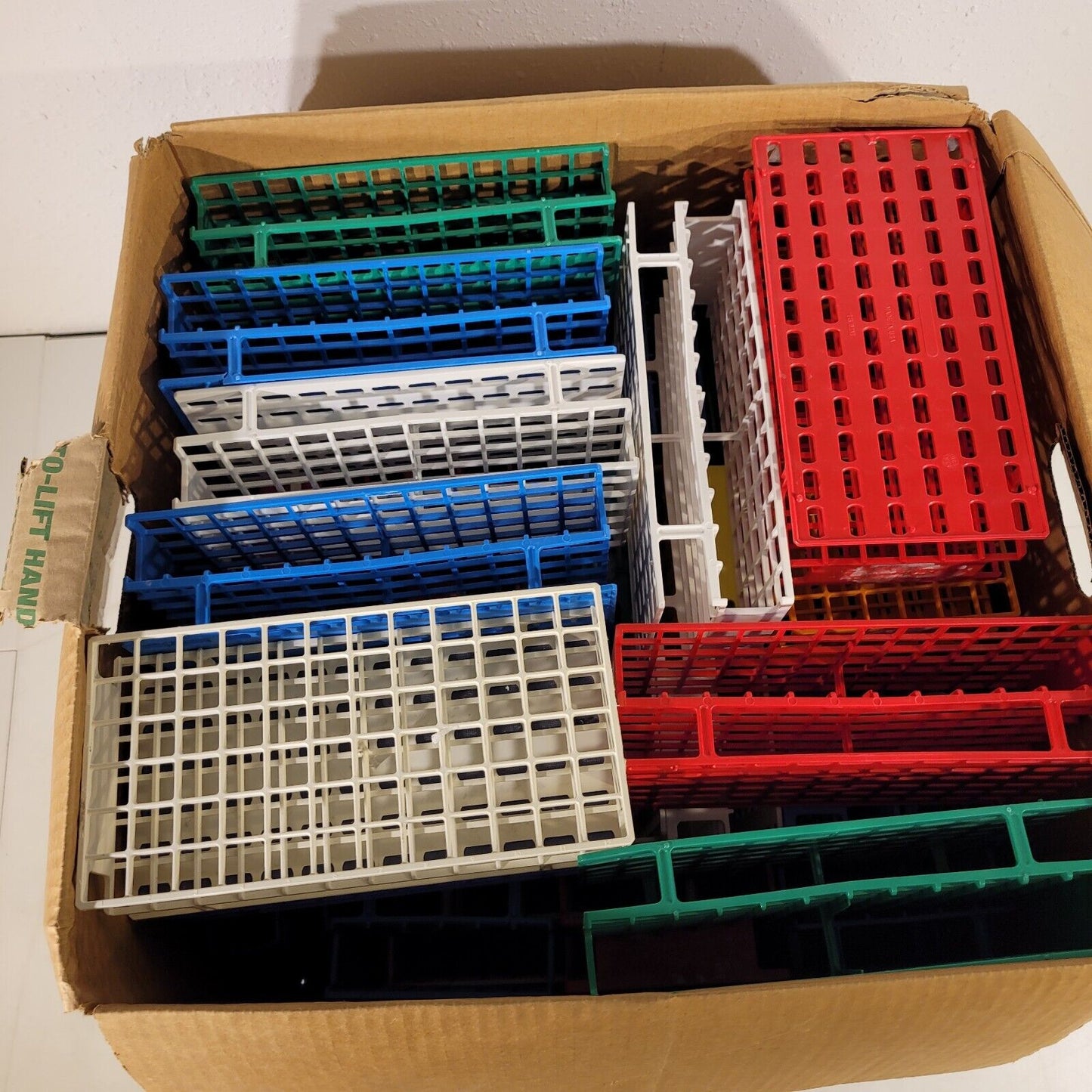 Lot Of Nalgene Plastic Sample Vial Tube Racks 30 Racks Holding 72, 5 Holding 36