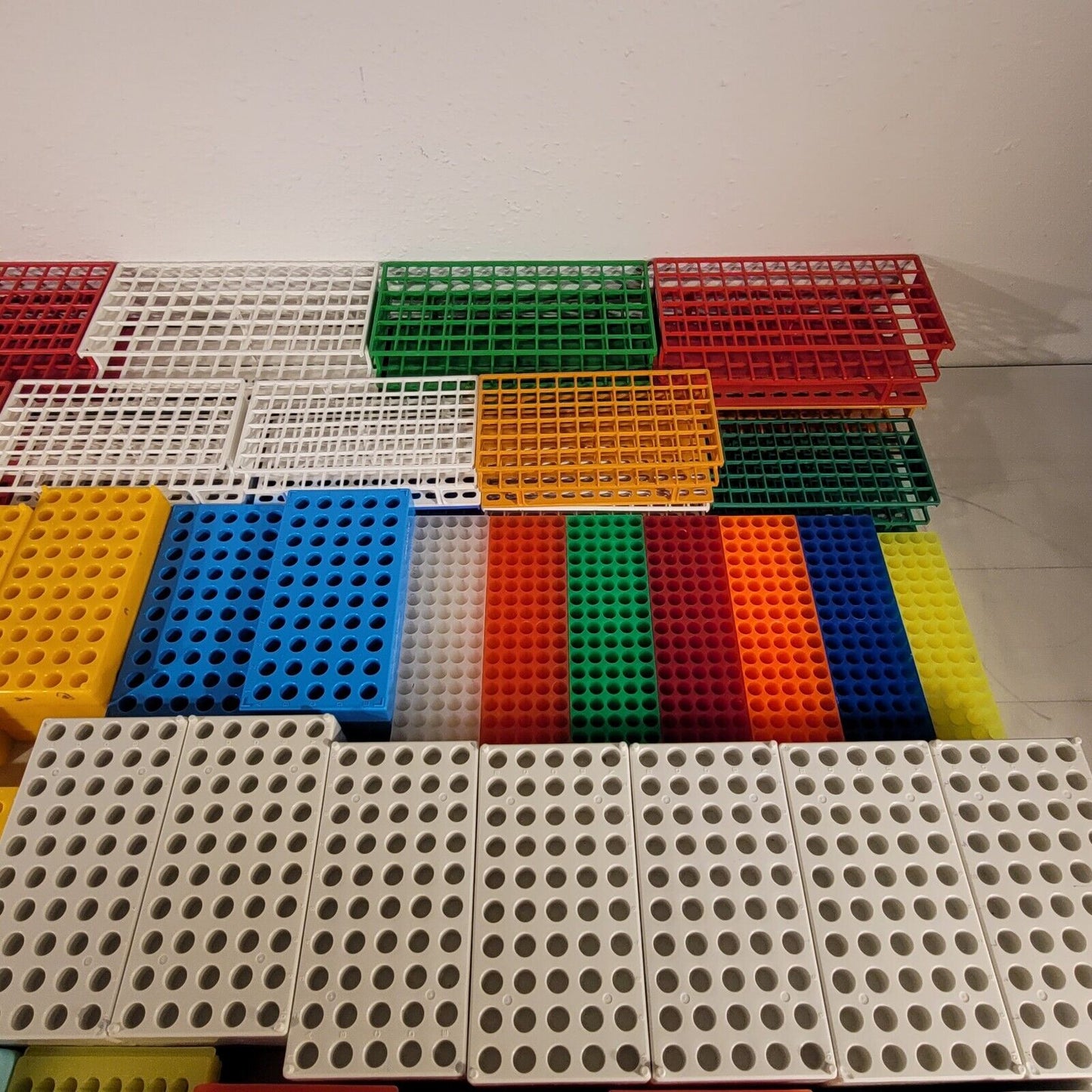 Lot Of Plastic Tube Vial Sample Racks Various Sizes And Types Organizer